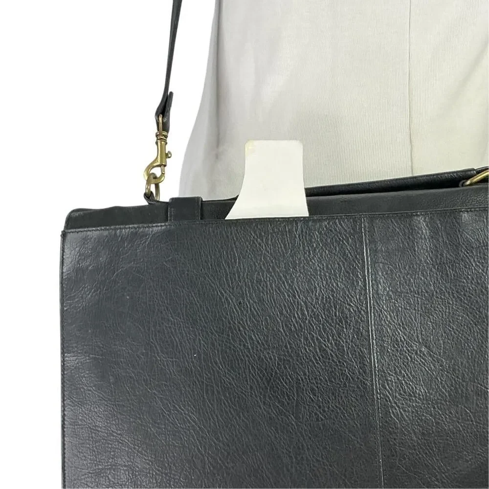 Wilson's Leather Messenger Bag Black Leather Briefcase Crossbody Satchel